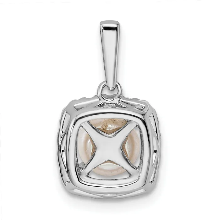 Goldia Necklaces 14k White Gold 14 Ct Lab Grown Diamond VSSI G June Birthstone Freshwater Cultered Pearl Halo Pendant
