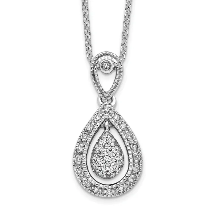 Goldia Necklaces 14k White Gold 15 Ct Lab Grown Diamond VSSI G 18 inch Teardrop Pendant Necklace
