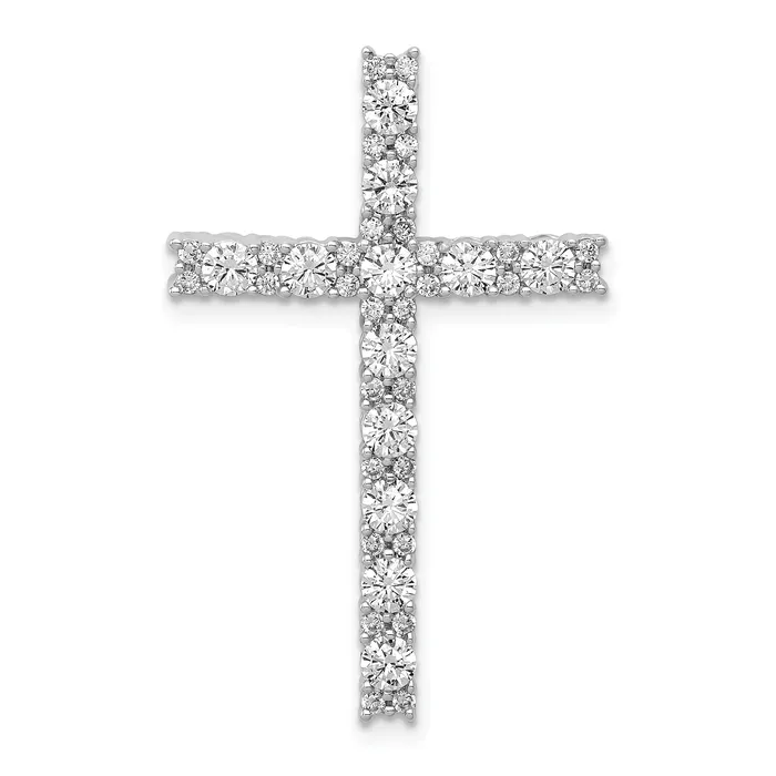 Goldia Necklaces 14k White Gold 1 Ct Lab Grown Diamond VSSI G Cross Chain Slide Pendant