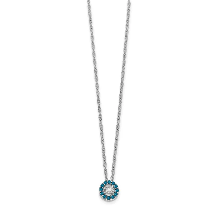 Goldia Necklaces 14k White Gold Blue and White Real Diamond Halo 18 in Necklace