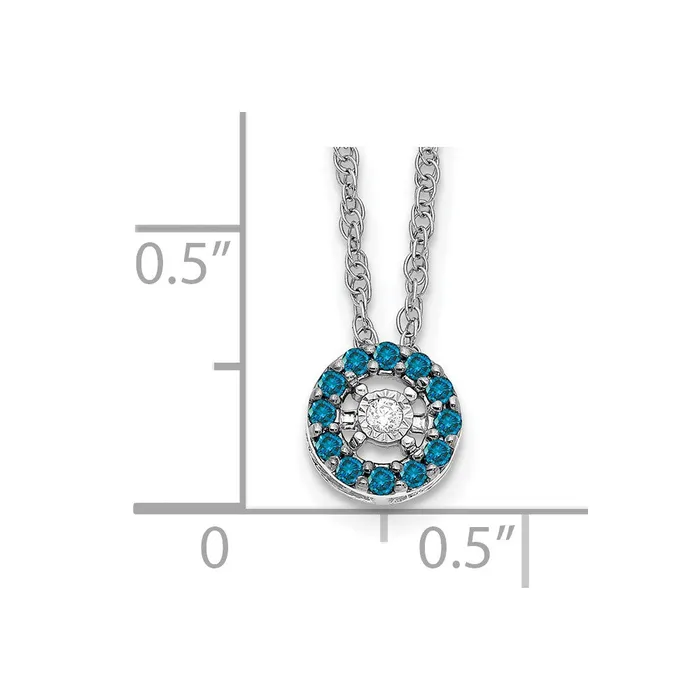 Goldia Necklaces 14k White Gold Blue and White Real Diamond Halo 18 in Necklace