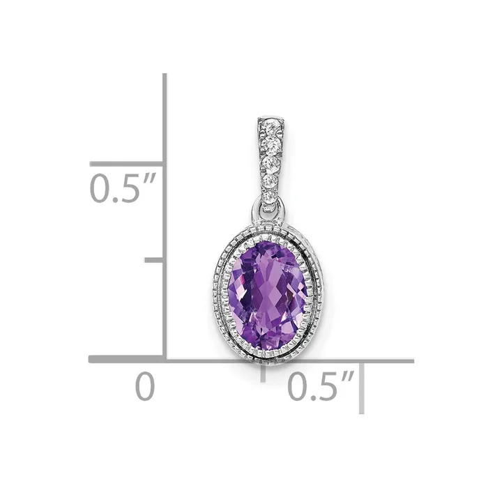 Goldia Necklaces 14k White Gold Oval Amethyst and Real Diamond Pendant