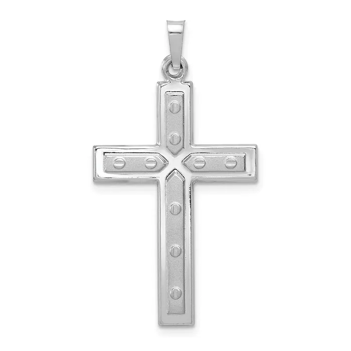 Goldia Necklaces 14k White Gold Polished and Satin wDots Cross Pendant