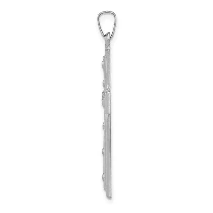 Goldia Necklaces 14k White Gold Polished and Satin wDots Cross Pendant