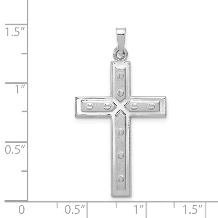 Goldia Necklaces 14k White Gold Polished and Satin wDots Cross Pendant