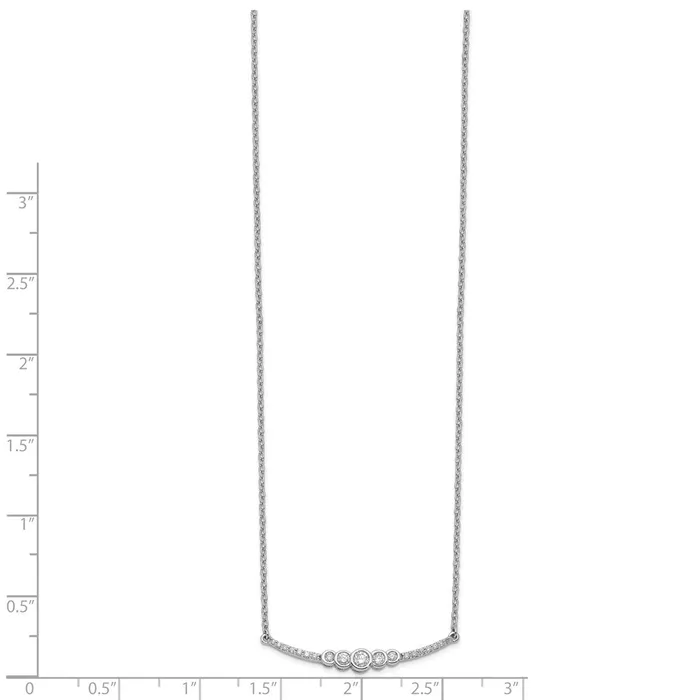 Goldia Necklaces 14k White Gold Polished Real Diamond Bezel Set Bar 18in Necklace