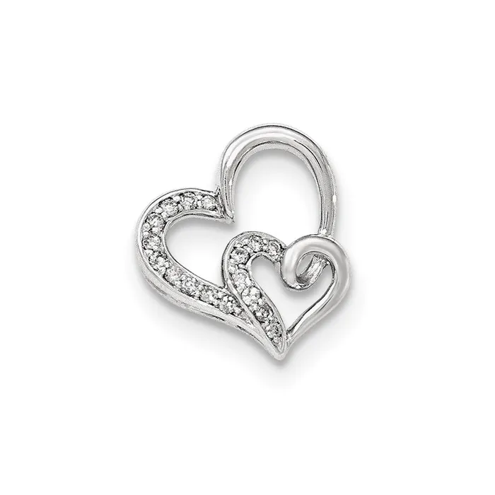Goldia Necklaces 14K White Gold Real Diamond Heart Chain Slide