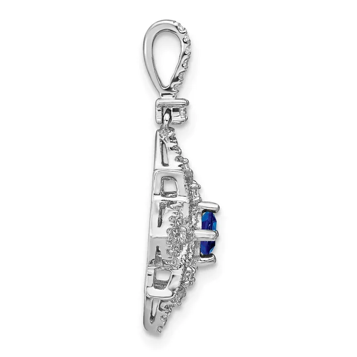Goldia Necklaces 14k White Gold Sapphire and Real Diamond Pendant