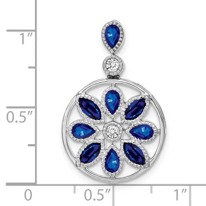 Goldia Necklaces 14k White Gold Sapphire and Real Diamond Pendant
