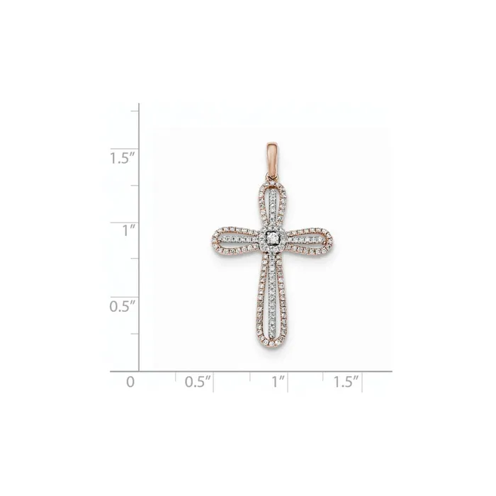 Goldia Necklaces 14k White u0026 Rose Gold Real Diamond Cross Pendant