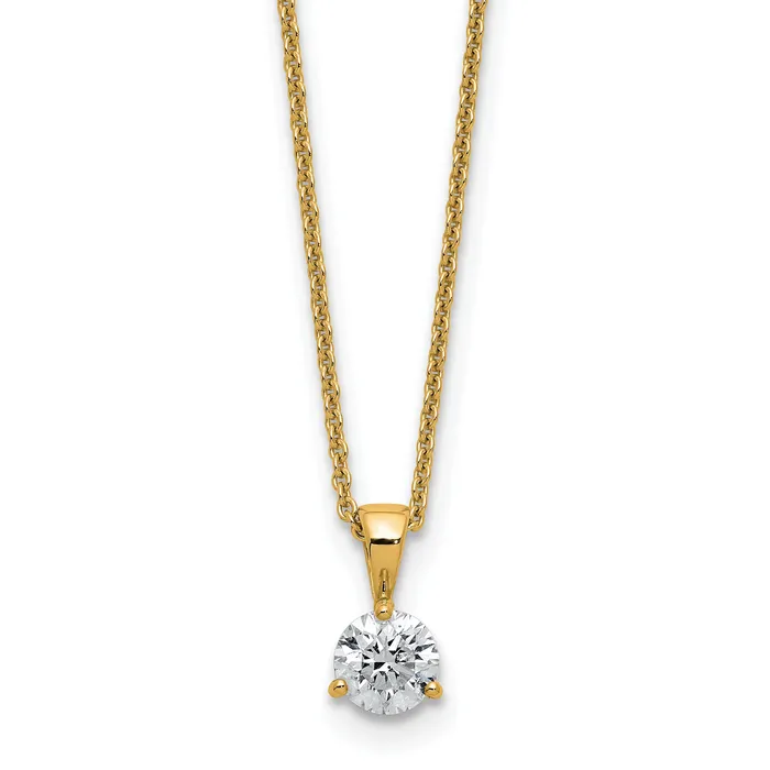 Goldia Necklaces 14k Yellow Gold 12 Ct Lab Grown Diamond VSSI G Three Prong 18 inch Solitare Pendant Necklace