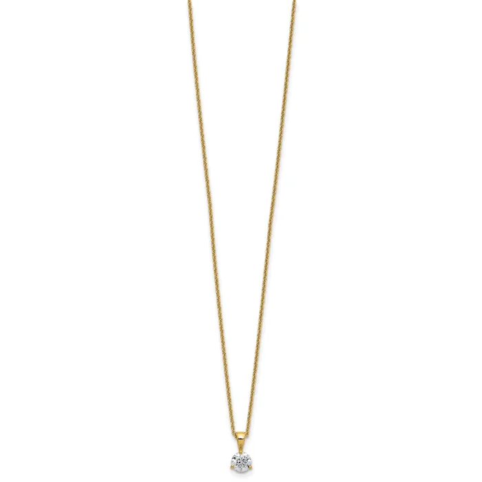 Goldia Necklaces 14k Yellow Gold 12 Ct Lab Grown Diamond VSSI G Three Prong 18 inch Solitare Pendant Necklace