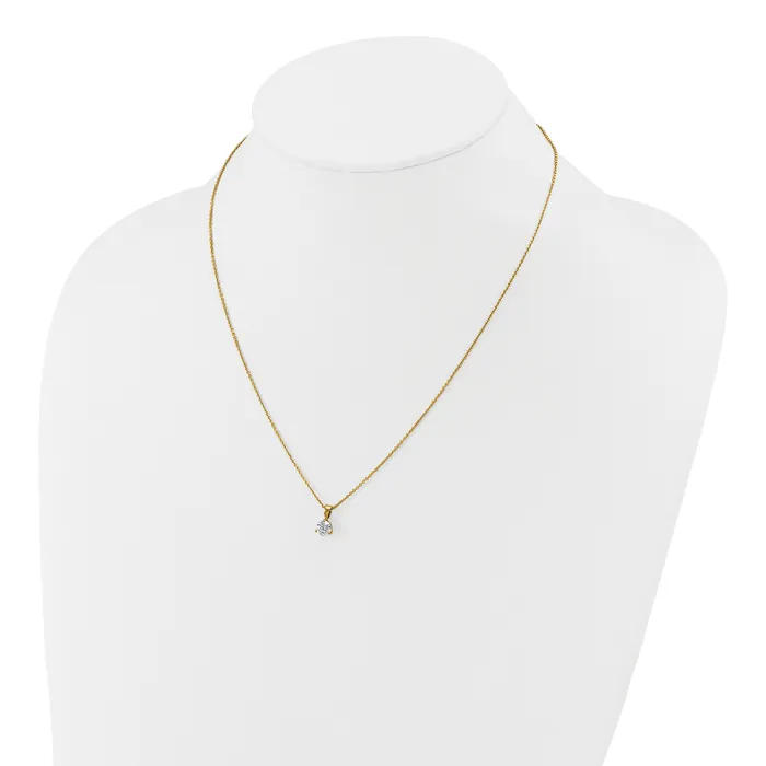 Goldia Necklaces 14k Yellow Gold 12 Ct Lab Grown Diamond VSSI G Three Prong 18 inch Solitare Pendant Necklace