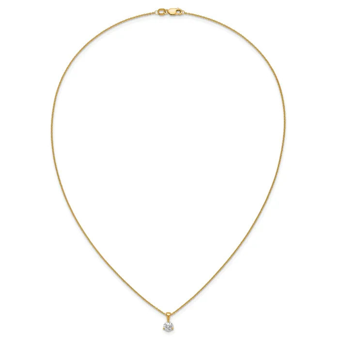 Goldia Necklaces 14k Yellow Gold 12 Ct Lab Grown Diamond VSSI G Three Prong 18 inch Solitare Pendant Necklace