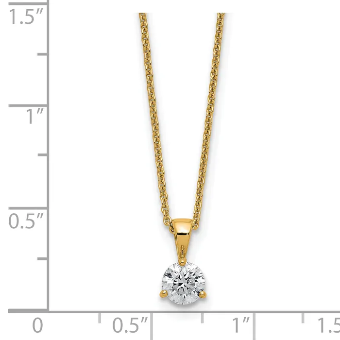 Goldia Necklaces 14k Yellow Gold 12 Ct Lab Grown Diamond VSSI G Three Prong 18 inch Solitare Pendant Necklace