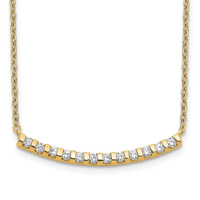 Goldia Necklaces 14k Yellow Gold 14 Ct Lab Grown Diamond VSSI G 18 inch Curved Bar Necklace