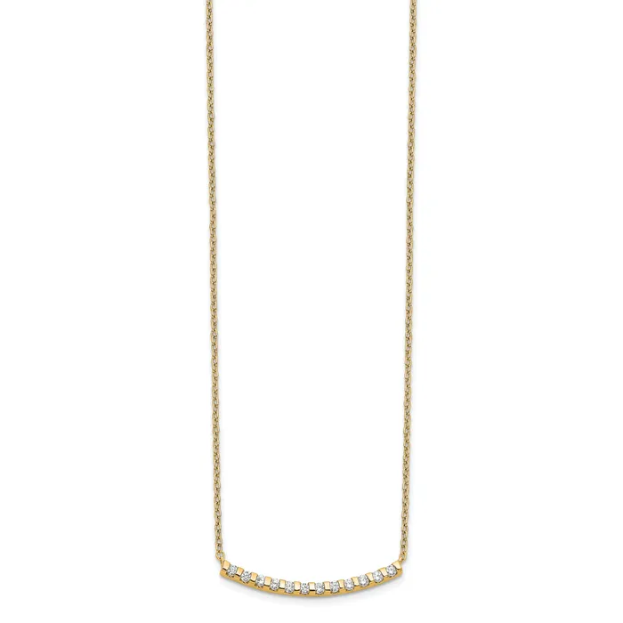 Goldia Necklaces 14k Yellow Gold 14 Ct Lab Grown Diamond VSSI G 18 inch Curved Bar Necklace