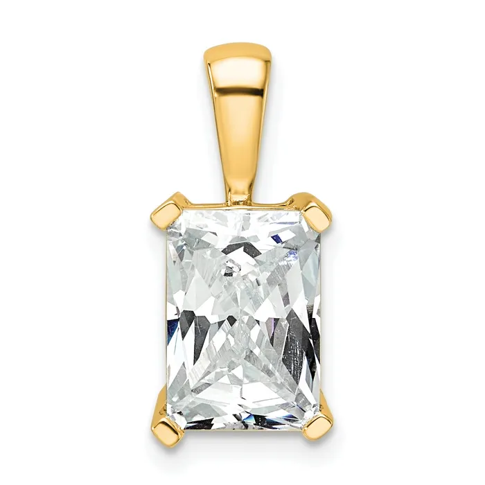 Goldia Necklaces 14k Yellow Gold 3 Ct Certified Lab Grown Diamond VSSI G Radiant Four Prong Pendant