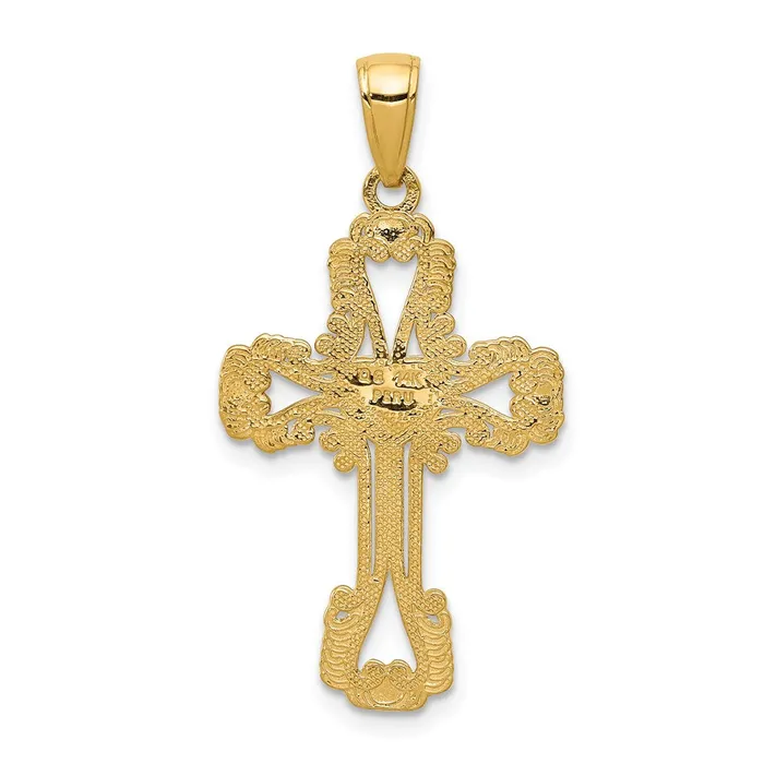 Goldia Necklaces 14k Yellow Gold Beaded Cross with Heart Pendant
