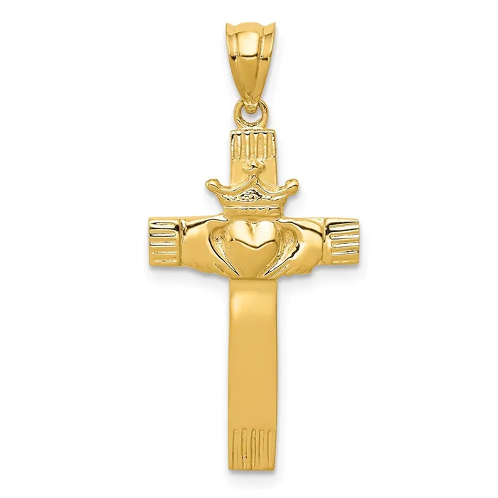 Goldia Necklaces 14k Yellow Gold Claddagh Cross Pendant