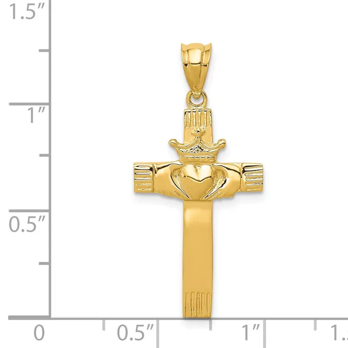 Goldia Necklaces 14k Yellow Gold Claddagh Cross Pendant