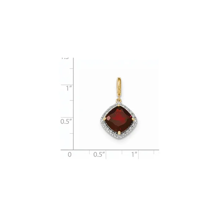Goldia Necklaces 14K Yellow Gold Garnet wReal Diamond Halo Pendant