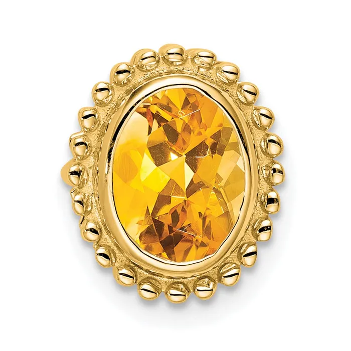 Goldia Necklaces 14K Yellow Gold Oval Citrine Chain Slide