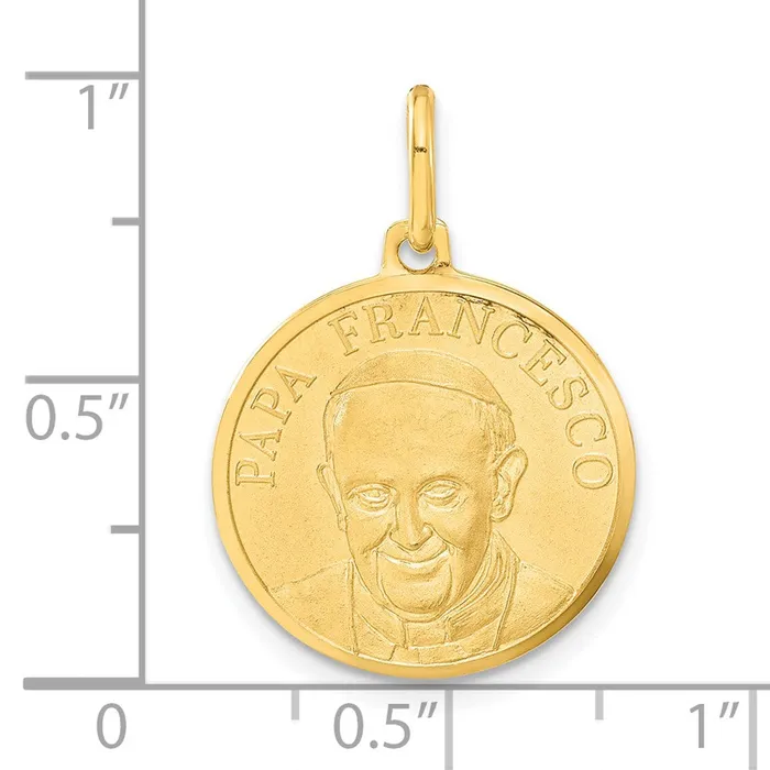 Goldia Necklaces 14k Yellow Gold Polished and Satin Papa Francesco Medal Pendant