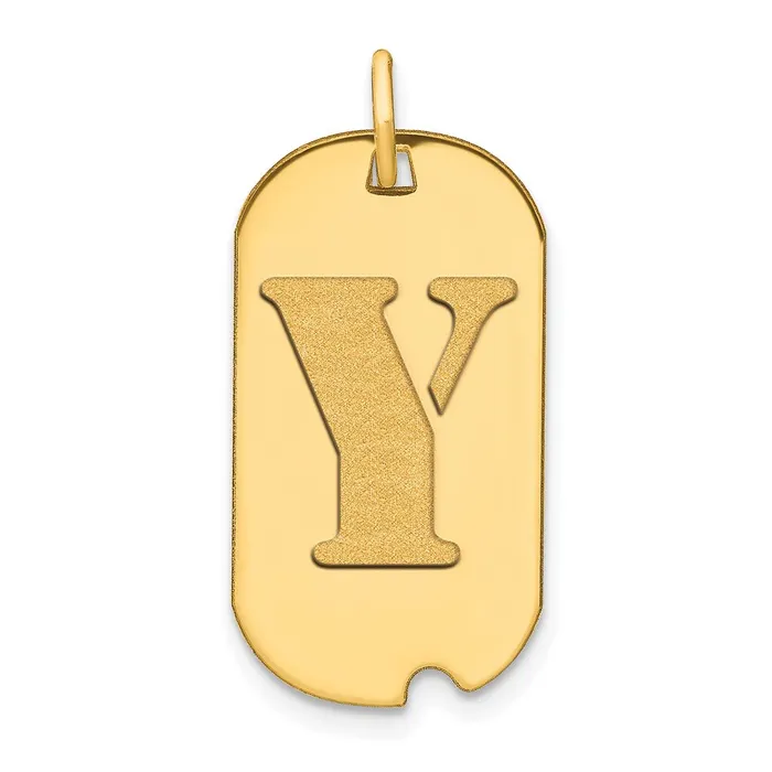 Goldia Necklaces 14k Yellow Gold Polished Letter Y Initial Dog Tag Pendant