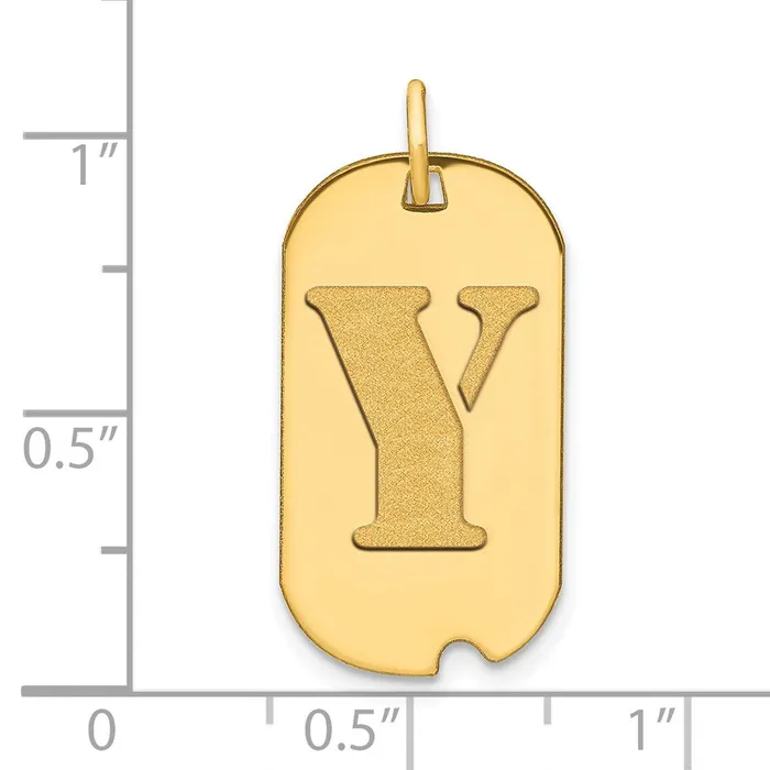 Goldia Necklaces 14k Yellow Gold Polished Letter Y Initial Dog Tag Pendant