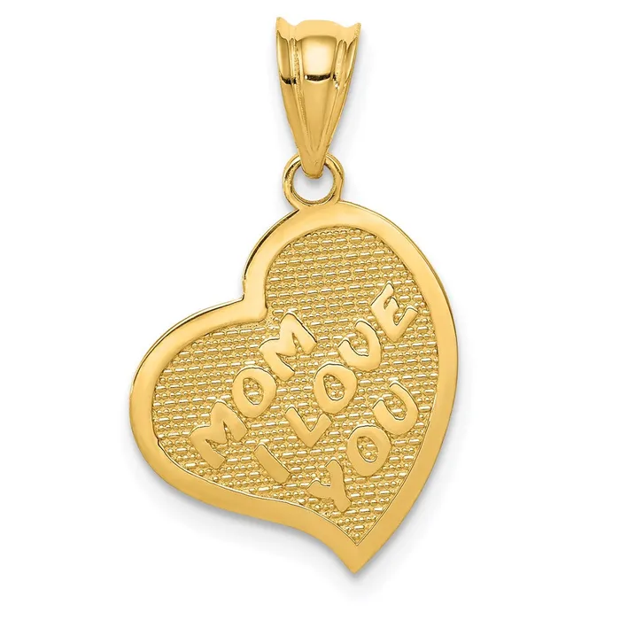 Goldia Necklaces 14k Yellow Gold Polished Mom I Love YouCross Reversible Heart Pendant