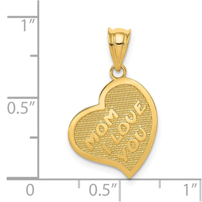 Goldia Necklaces 14k Yellow Gold Polished Mom I Love YouCross Reversible Heart Pendant
