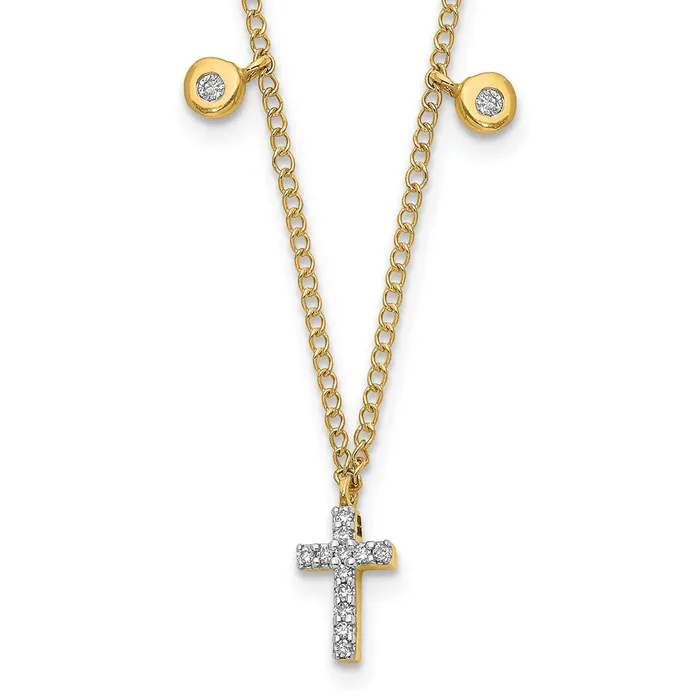Goldia Necklaces 14K Yellow Gold Real Diamond Cross 18 inch Necklace