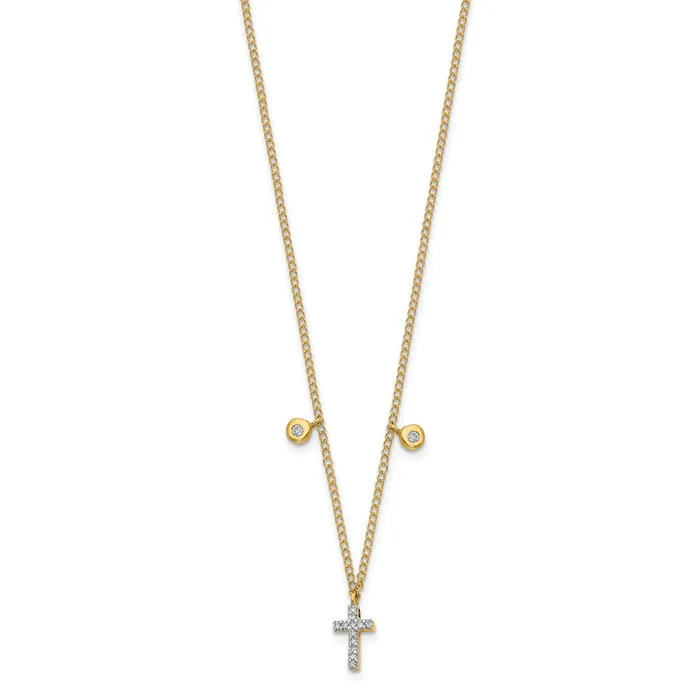 Goldia Necklaces 14K Yellow Gold Real Diamond Cross 18 inch Necklace