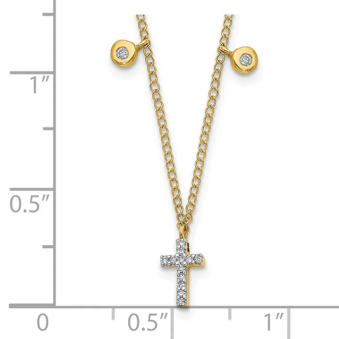 Goldia Necklaces 14K Yellow Gold Real Diamond Cross 18 inch Necklace