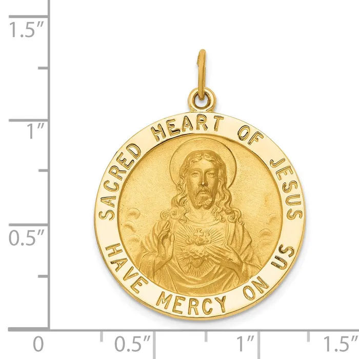 Goldia Necklaces 14k Yellow Gold Sacred Heart of Jesus Medal Pendant