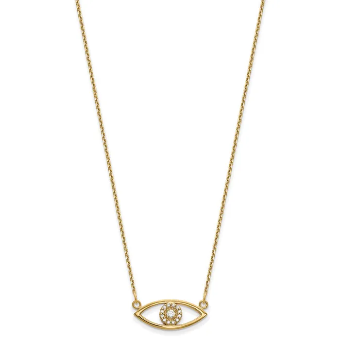 Goldia Necklaces 14K Yellow Gold Small Real Diamond Evil Eye Necklace