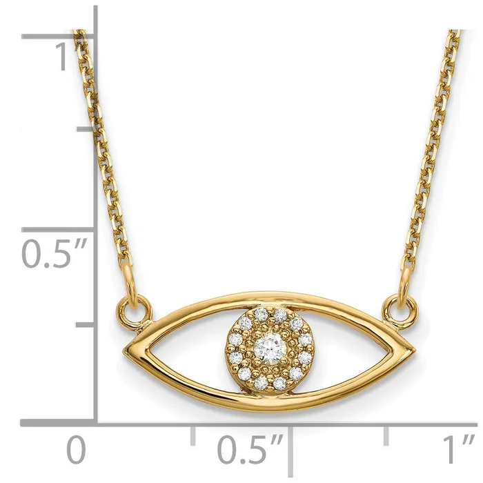 Goldia Necklaces 14K Yellow Gold Small Real Diamond Evil Eye Necklace