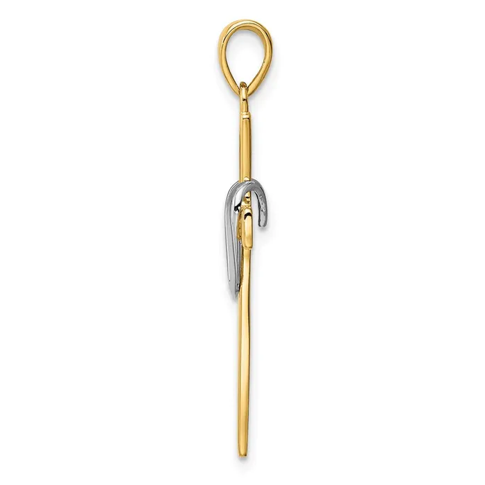 Goldia Necklaces 14k Yellow Rhodium Gold wRhodium Polished Heart Cross Pendant
