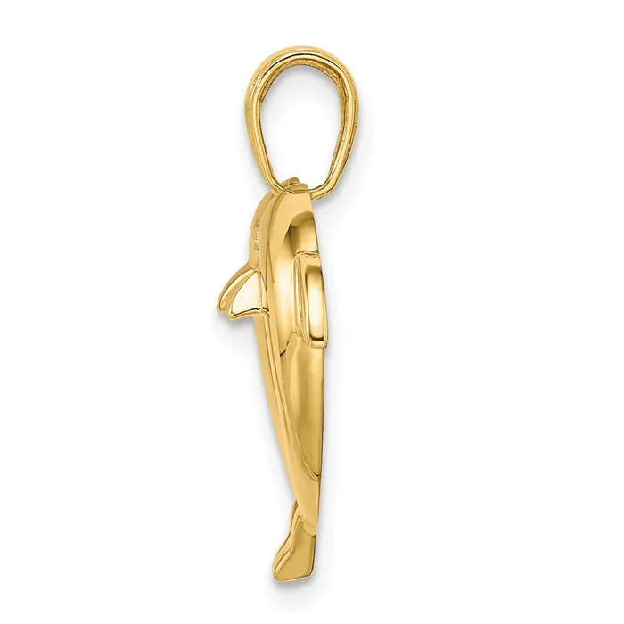 Goldia Necklaces 14k Yellow u0026 Rhodium Gold wRhodium Double Dolphin Heart Pendant