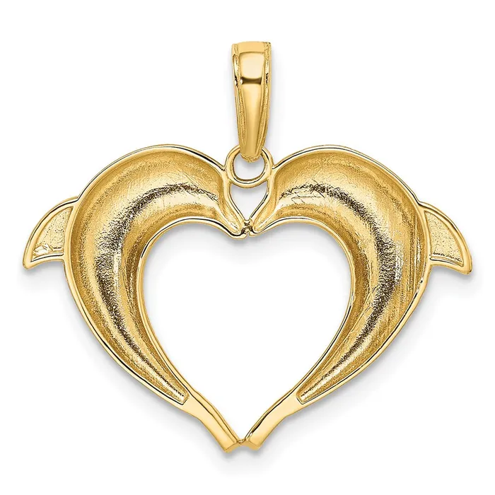 Goldia Necklaces 14k Yellow u0026 Rhodium Gold wRhodium Double Dolphin Heart Pendant