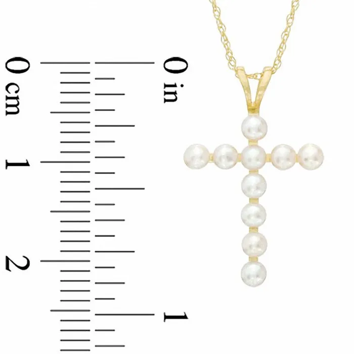 Goldia Necklaces 25275mm Button Cultured Freshwater Pearl Cross Pendant in 10K Yellow Gold