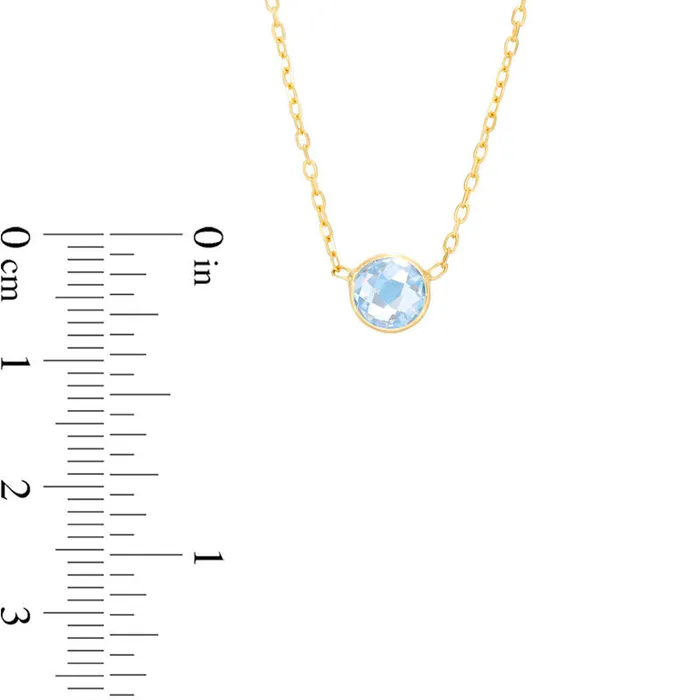 Goldia Necklaces 60mm Simulated Aquamarine Solitaire Necklace in 10K Yellow Gold 17