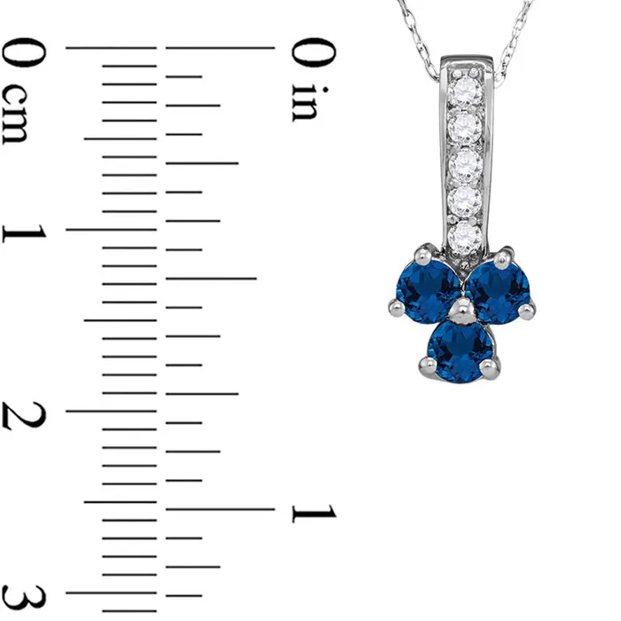 Goldia Necklaces Blue Sapphire and 013 CT TW Natural Diamond Trio Pendant in Sterling Silver Goldia Necklaces Blue Sapphire and 013 CT TW Natural Diamond Trio Pendant in Sterling Silver
