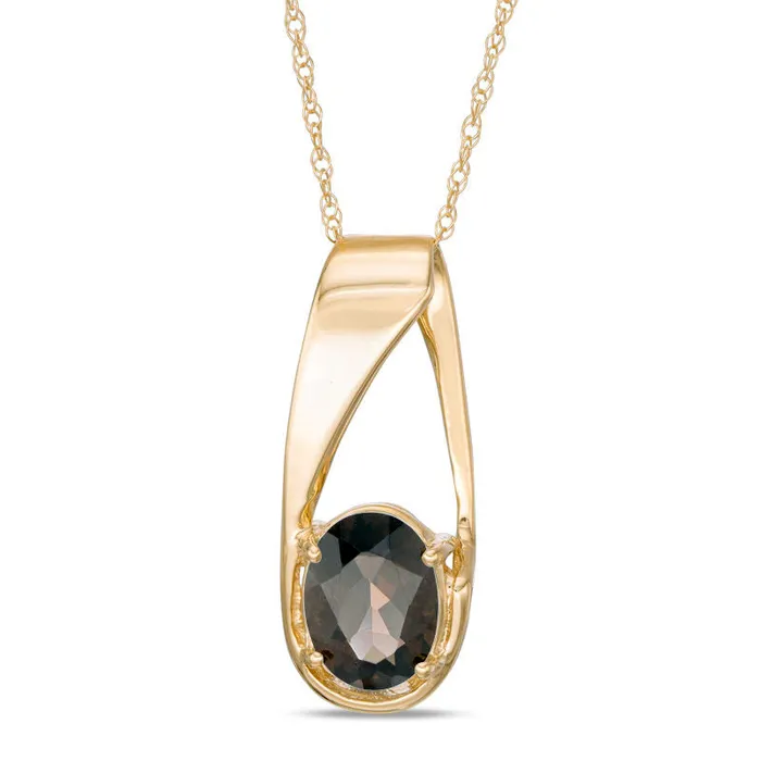 Goldia Necklaces Oval Smoky Quartz Pendant in 10K Yellow Gold