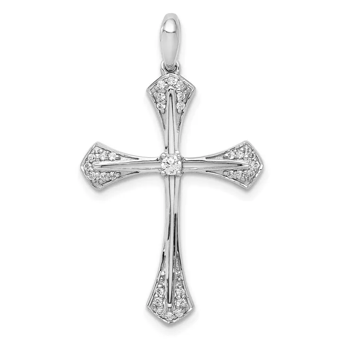 Goldia Necklaces Solid 14k White Gold 16ct Simulated CZ Cross Pendant