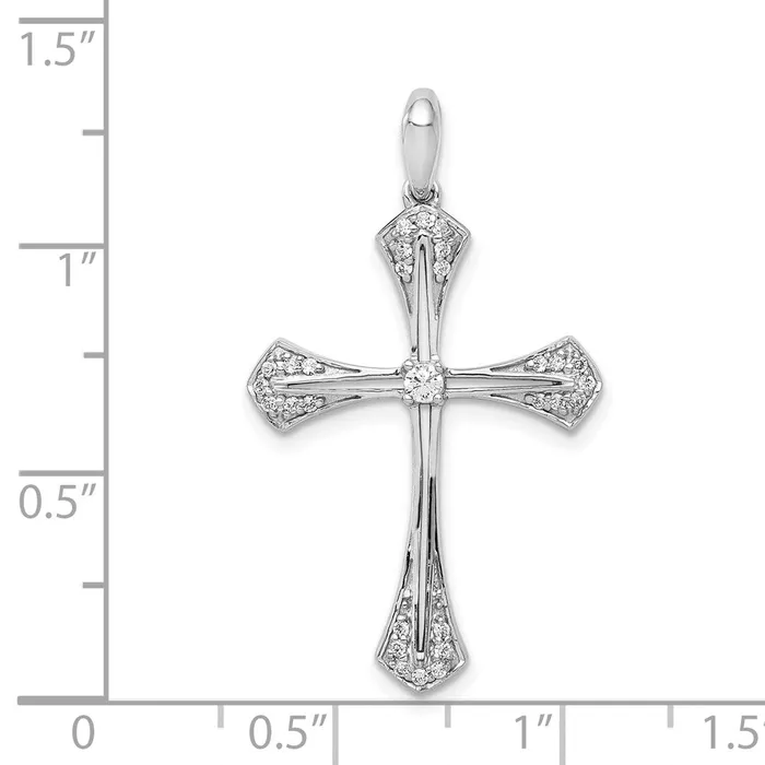 Goldia Necklaces Solid 14k White Gold 16ct Simulated CZ Cross Pendant
