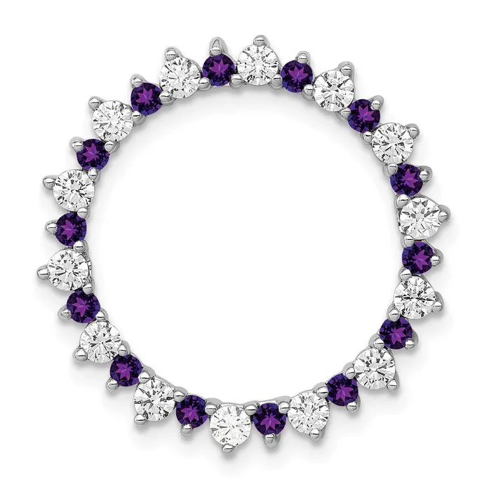 Goldia Necklaces Solid 14k White Gold Simulated CZ 42 Amethyst Fancy Circle Chain Slide