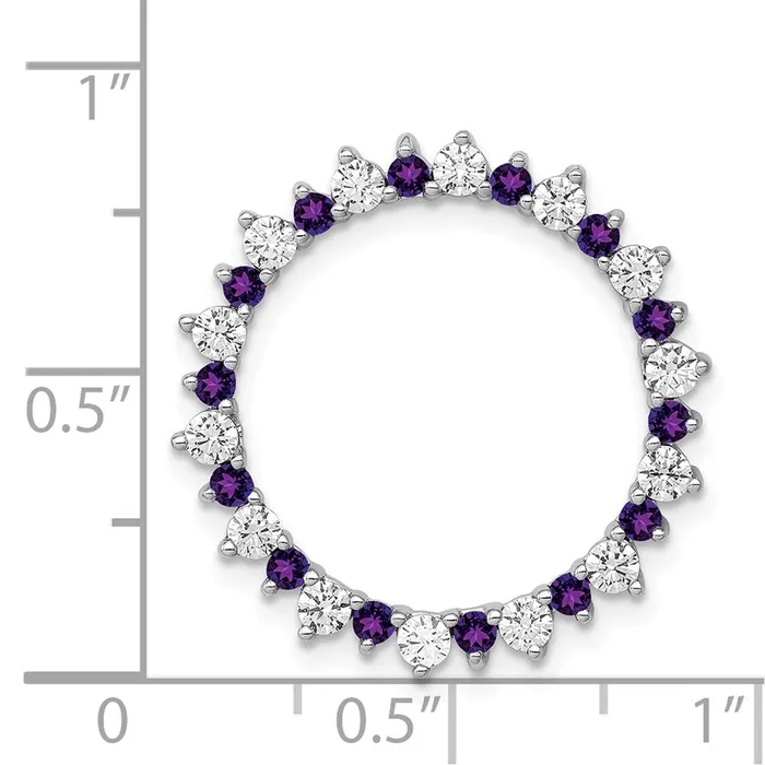 Goldia Necklaces Solid 14k White Gold Simulated CZ 42 Amethyst Fancy Circle Chain Slide