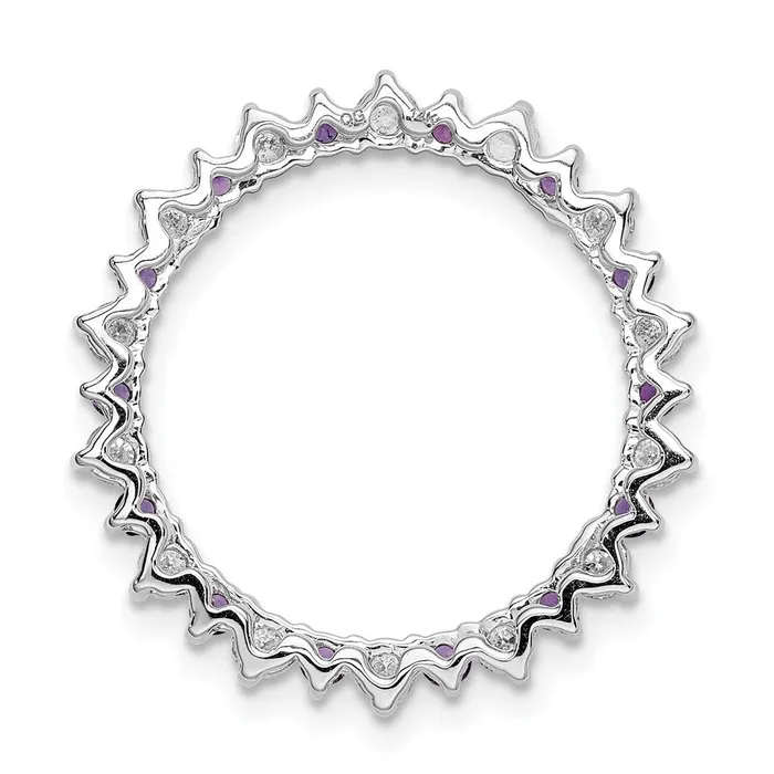 Goldia Necklaces Solid 14k White Gold Simulated CZ 42 Amethyst Fancy Circle Chain Slide
